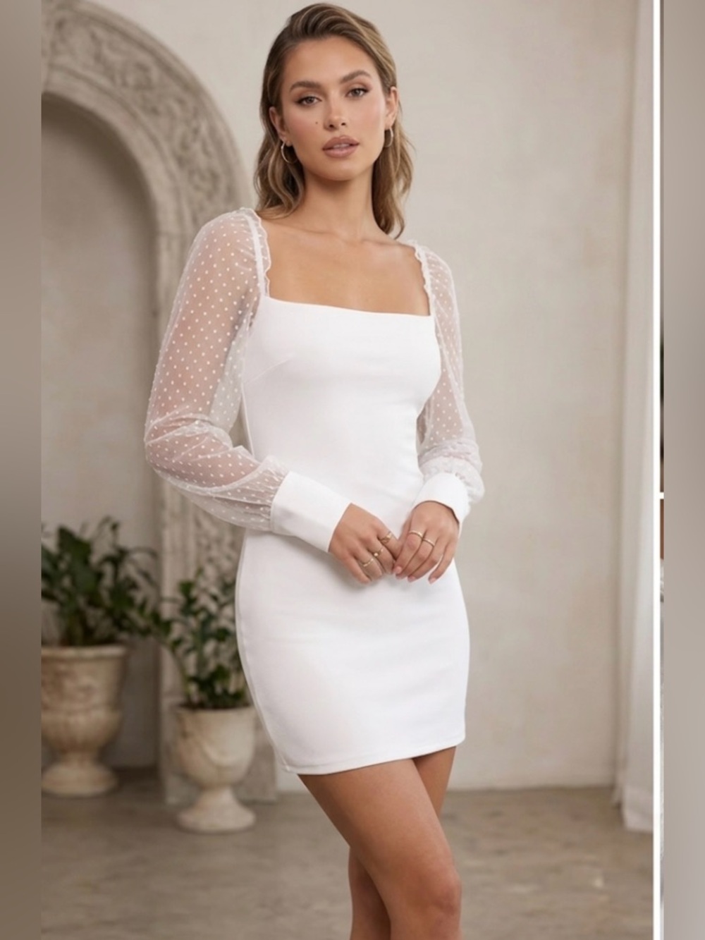 Lucy in the Sky White Satin Chemise Dress